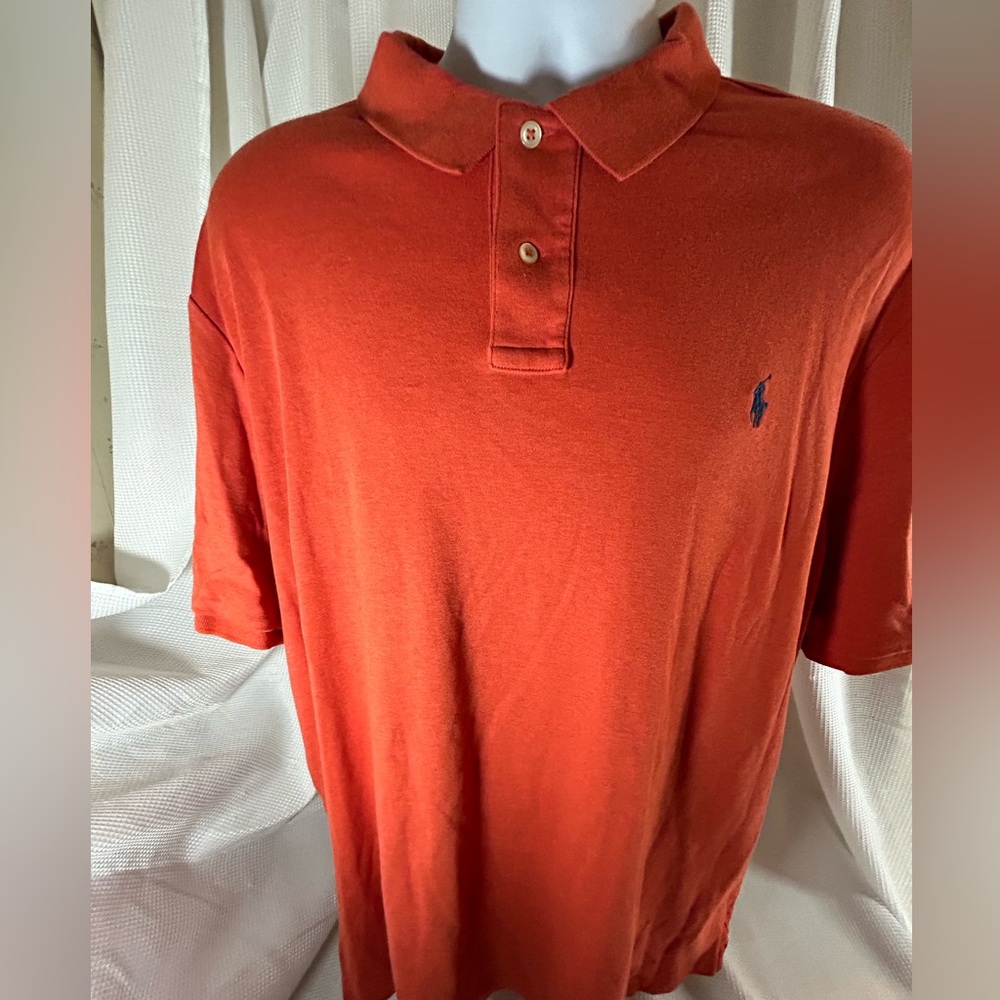 Polo Ralph Lauren orange short sleeve quarter button down front men’s